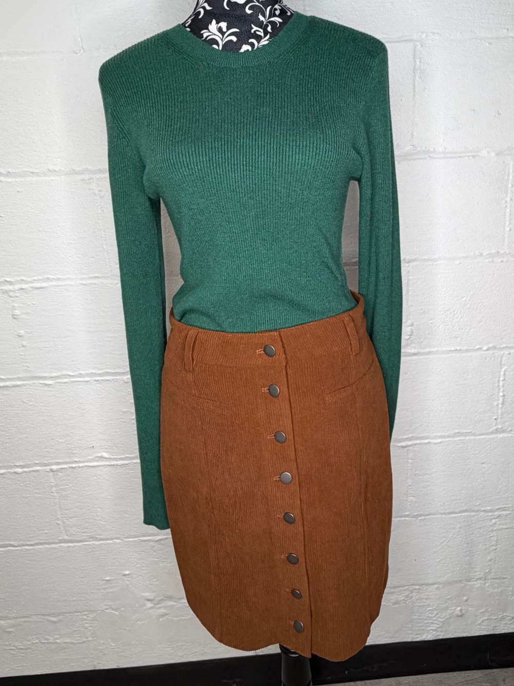 Abercrombie & Fitch Soft A&F Forest Green Ribbed Long Sleeve Autumn Layering L